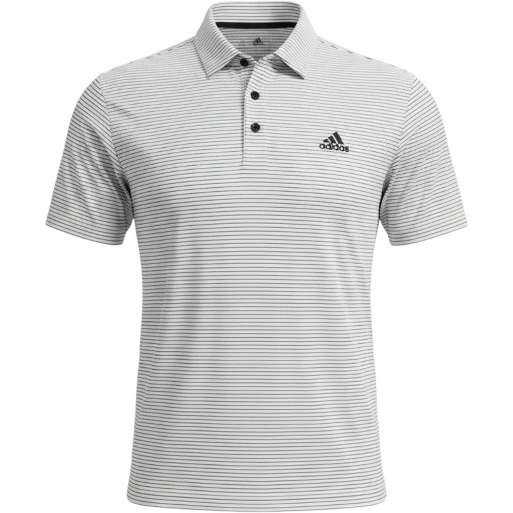 Adidas Mens Golf Polo Shirt White Navy Micro Striped Performance Size XL
